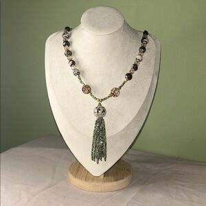 Elegant Beaded Necklace with Tassel